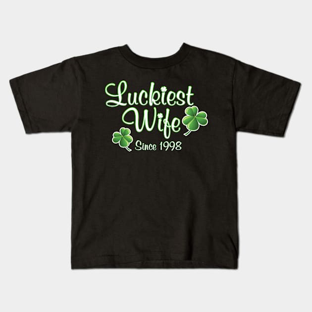 Luckiest Wife Since 1998 St. Patrick's Day Wedding Anniversary Kids T-Shirt by Just Another Shirt